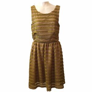 MODAGE Crinkle Ribbon Fishnet Sleeveless Dress